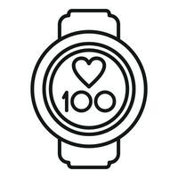 Round smart watch icon outline vector. Device digital system vector