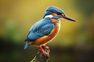 AI generated Kingfisher sitting on the tree branch. AI Generated photo