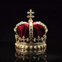 AI generated The Royal Coronation Crown Isolated on a Black Background. Generative AI photo