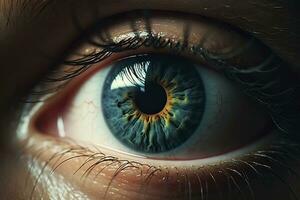 AI generated Close up of beautiful eye, looking at the camera. AI Generated photo