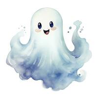 AI generated The watercolor cute ghost on white background. AI Generated photo