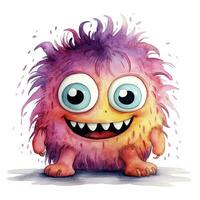 AI generated Watercolor cute monster on white background. AI Generated photo