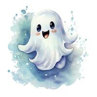 AI generated The watercolor cute ghost on white background. AI Generated photo