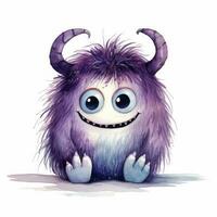 AI generated Watercolor cute monster on white background. AI Generated photo