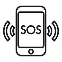 Sos help smartphone icon outline vector. Number contact vector