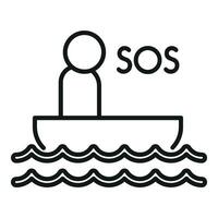 Sos boat swim icon outline vector. Safety alarm vector