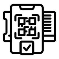 Scanning boarding QR code icon outline vector. Screening online flight ticket vector