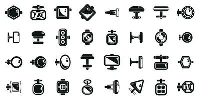 Cufflinks icons set simple vector. Classic golden vector