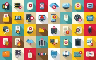 Data loss icons set flat vector. Cloud access key vector