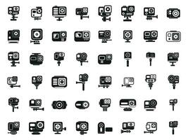 Camera go pro icons set simple vector. Action camera vector