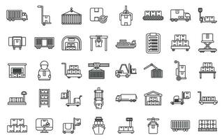 Loading of goods icons set outline vector. Delivery package box vector