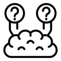 Brain making decision icon outline vector. Brainstorming solution search vector