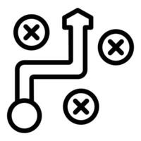 Avoid wrong decisions icon outline vector. Problem solving path vector