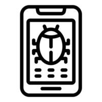 Mobile app bug icon outline vector. Application software debugging vector