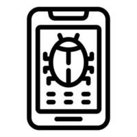 Mobile app bug icon outline vector. Application software debugging vector