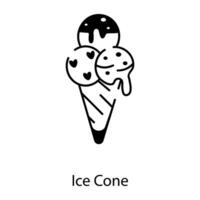 un contorno estilo icono de hielo cono vector