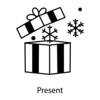 Here an outline icon of present box vector