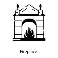 Modern line style icon of a fireplace vector