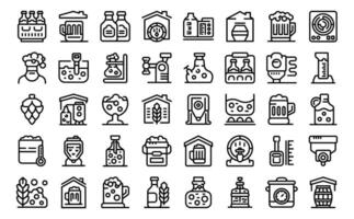Home brewing icons set outline vector. Craft brewery drink vector