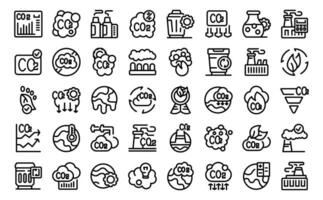 Carbon management icons set outline vector. Business reduction chart vector