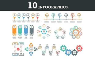 The Biggest Infographics Bundle Ever - includes 10  presentation infographics template Sets. vector