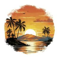 AI generated Tropical sunset for t-shirt design. AI Generated photo