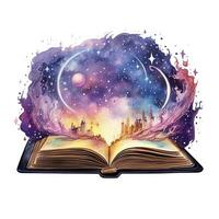 AI generated Galaxy celestial fantasy book watercolor for T-shirt Design. AI Generated photo