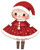 ai generato poco ragazza nel Santa rosso vestito png