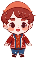 AI generated redhead boy in Christmas costume, cartoon character png