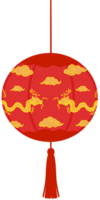 Chinese lantern decoration for lunar new year, golden dragon and cloud motifs png