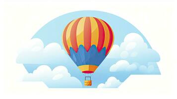 AI generated Minimalist UI illustration of a hot air balloon floating in the sky in a flat illustration on a white background photo