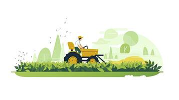 AI generated Minimalist UI illustration of a farmer harvesting crops in a flat illustration style on a white background photo