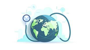 AI generated World Health Day Concept Minimalist Globe with Stethoscope Illustration photo