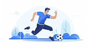 AI generated Minimalist UI illustration of a football player scoring a goal in a flat illustration style on a white background photo