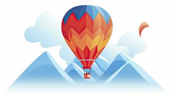 AI generated Minimalist UI illustration of a hot air balloon floating in the sky in a flat illustration on a white background photo