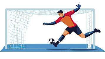 AI generated Minimalist UI illustration of a football player scoring a goal in a flat illustration style on a white background photo