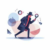 AI generated Minimalist UI illustration of a detective solving a mystery in a flat illustration style on a white background photo