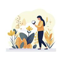 ai generado minimalista botánico estudiando plantas, plano diseño ilustración en blanco foto