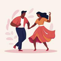 ai generado minimalista ui ilustración de un Pareja bailando salsa en un plano ilustración estilo en un blanco antecedentes foto