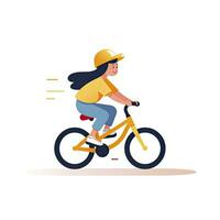 AI generated Minimalist UI illustration of a child learning to ride a bike in a flat illustration on a white background photo