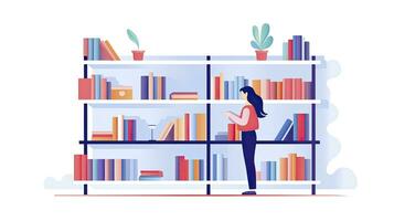 ai generado minimalista ui ilustración de un bibliotecario estantería libros en un plano ilustración estilo en un blanco antecedentes foto