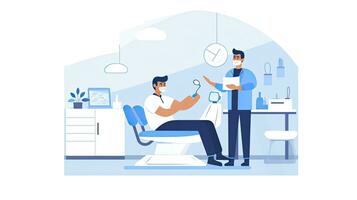 AI generated Minimalist UI illustration of a dentist performing a check-up in a flat illustration style on a white background photo