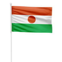 Realistic Niger Flag Waving on a White Metal Pole with Transparent Background png