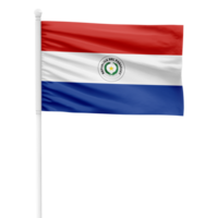 realistisk paraguay flagga vinka på en vit metall Pol med transparent bakgrund png