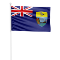 réaliste Saint Helena drapeau agitant sur une blanc métal pôle avec transparent Contexte png