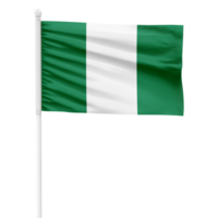 Realistic Nigeria Flag Waving on a White Metal Pole with Transparent Background png