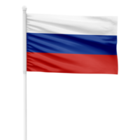 realista Rússia bandeira acenando em uma branco metal pólo com transparente fundo png