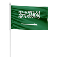 realistisk saudi arabien flagga vinka på en vit metall Pol med transparent bakgrund png