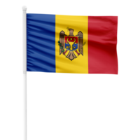 realista Moldavia bandera ondulación en un blanco metal polo con transparente antecedentes png