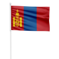 realistisk mongoliet flagga vinka på en vit metall Pol med transparent bakgrund png